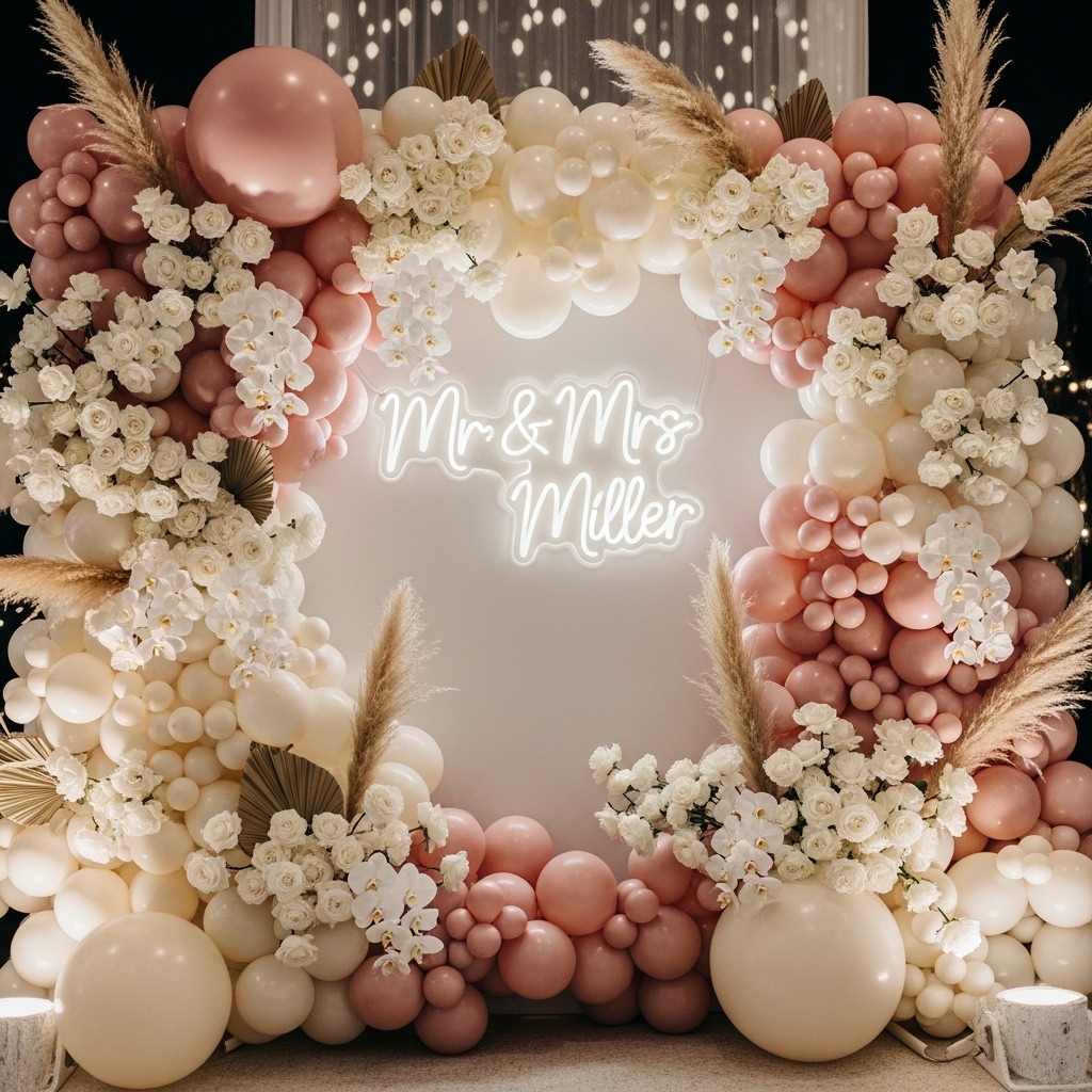 Balloon decor ideas of wedding party wall decor USA
