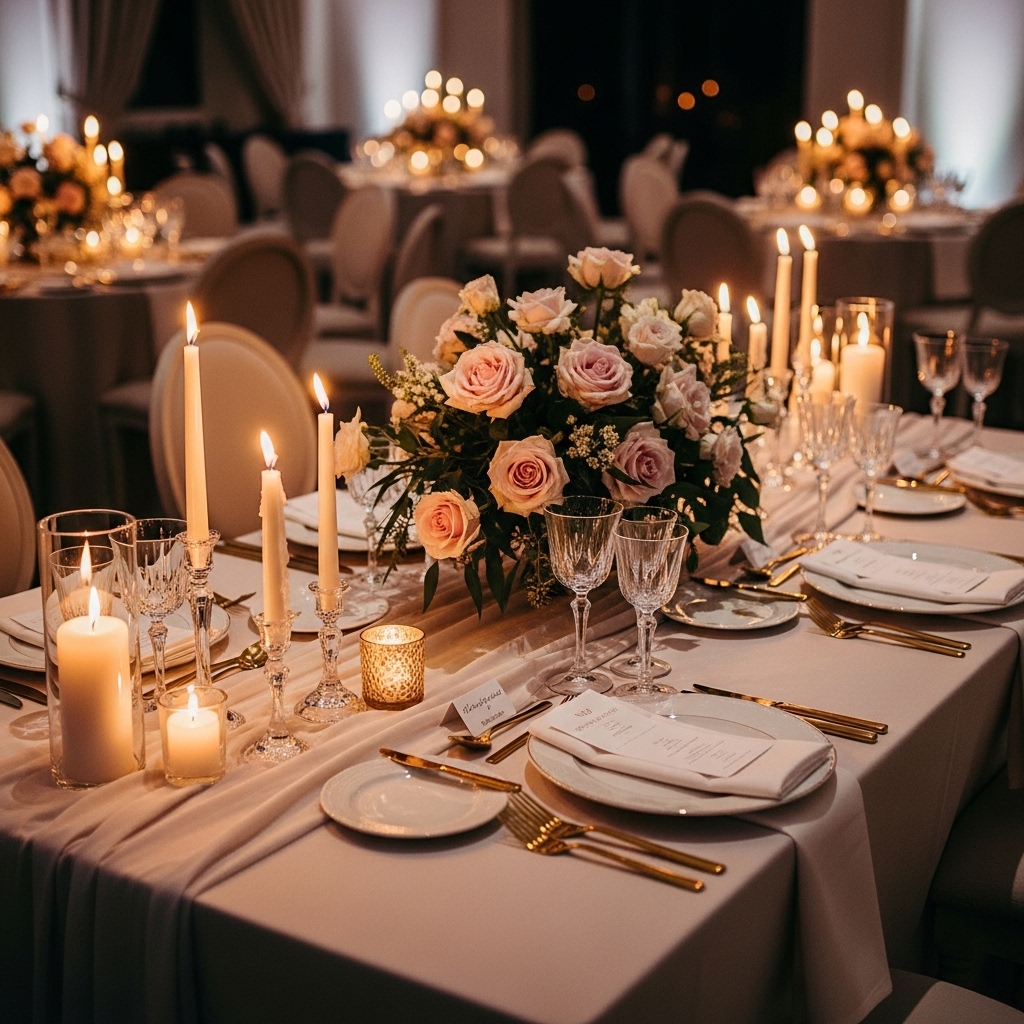 Candlelit luxury dinner table ideas USA