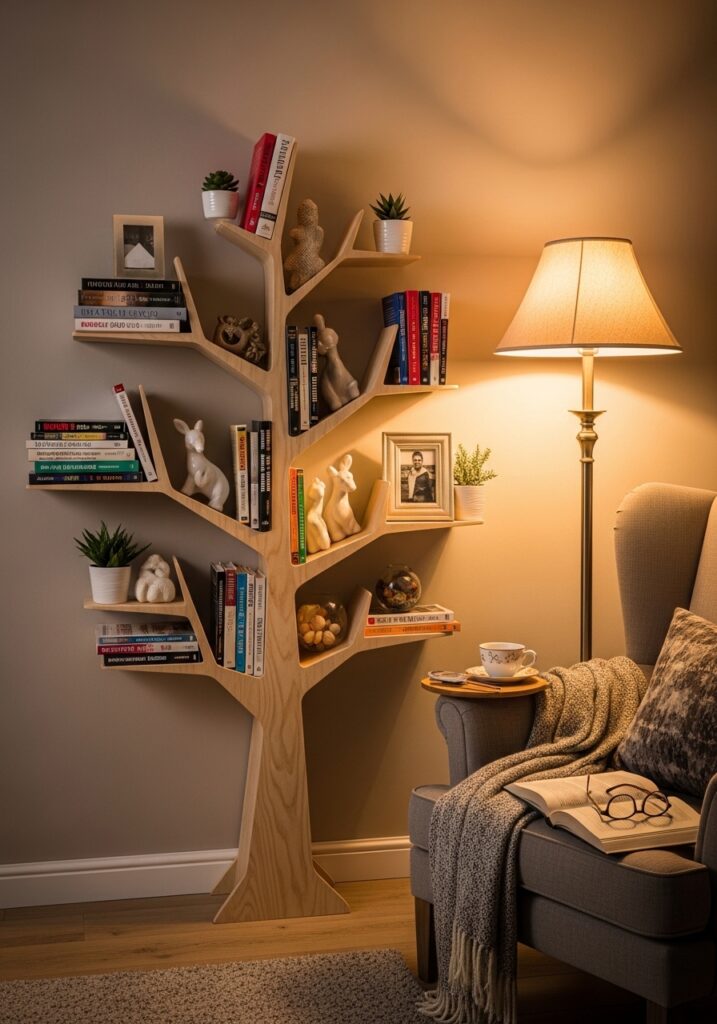 Wooden tree shelf decor viral in USA,