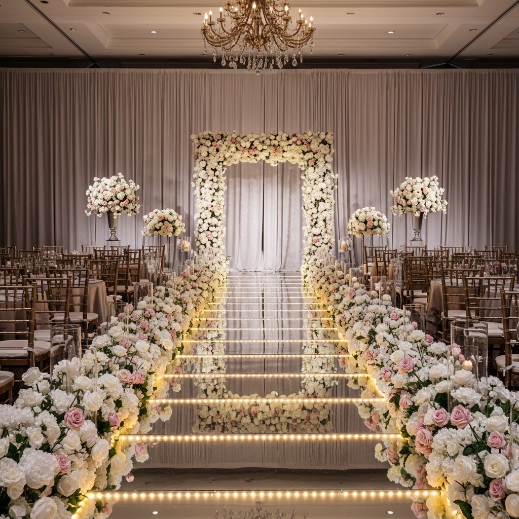 floral wedding walk way