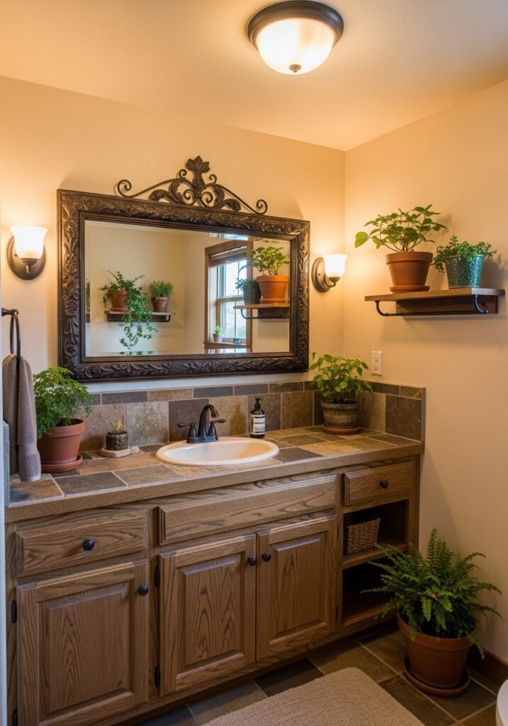 Modern Luxury Rustic bathroom decoration with Plants