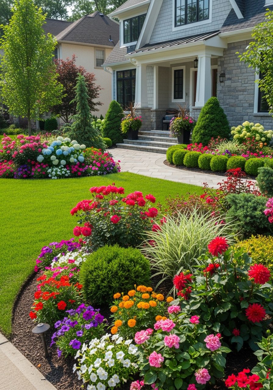 Frontyard Garden decoration with flowers