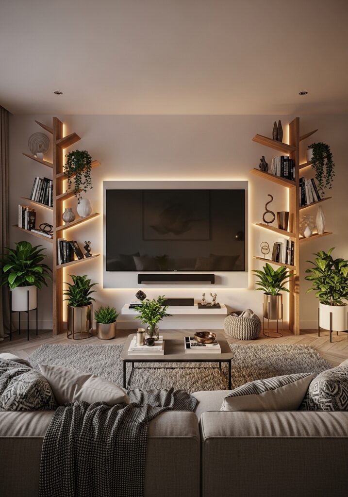 Minimal Dual Tree shelf decor ideas 2026