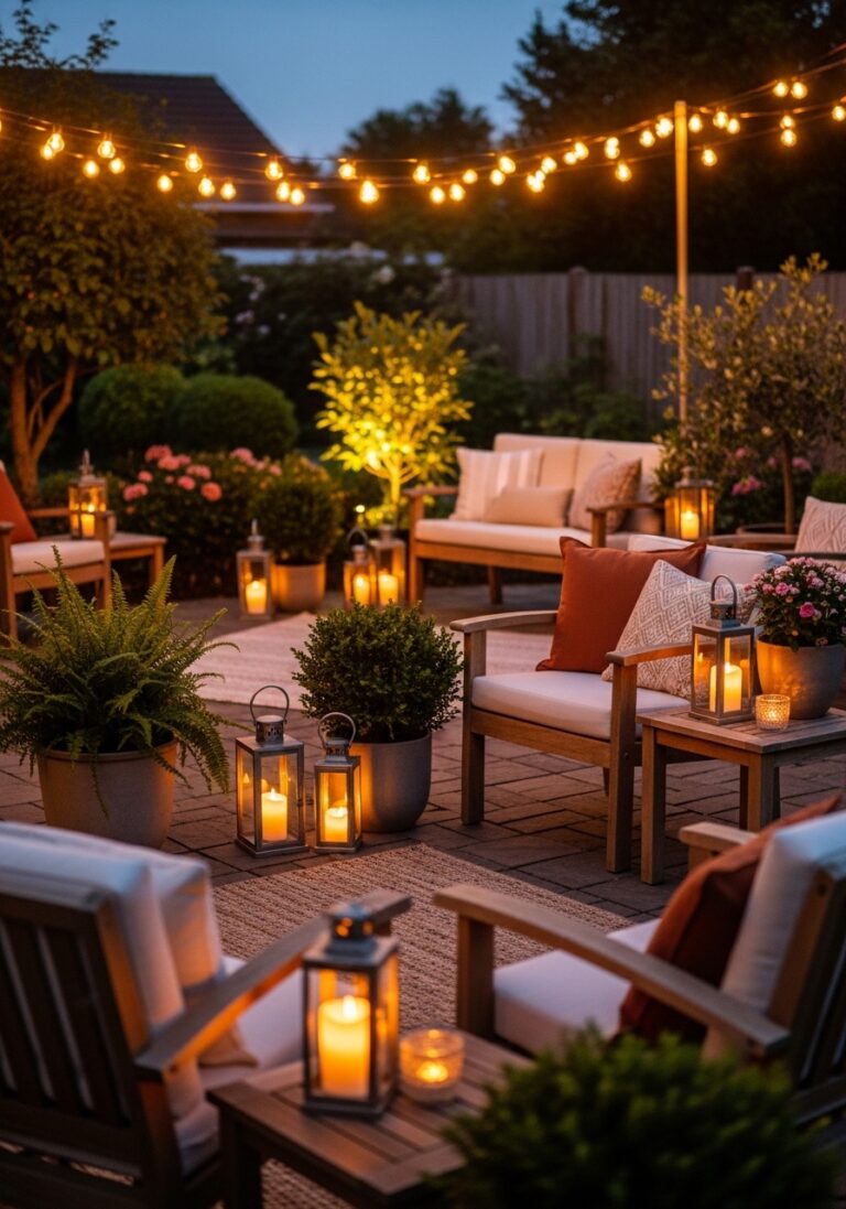 Backyard Garden Patio Seating in night USA Viral