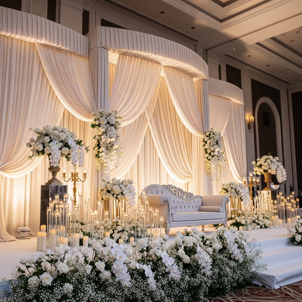 wedding couple seating stage with different elements DIY USA