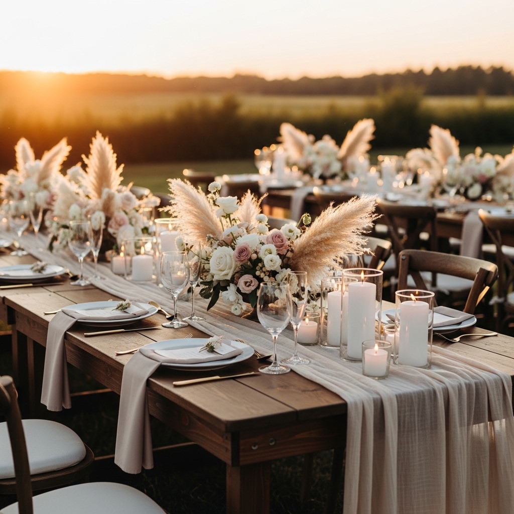 outdoor wedding dinner table decoration