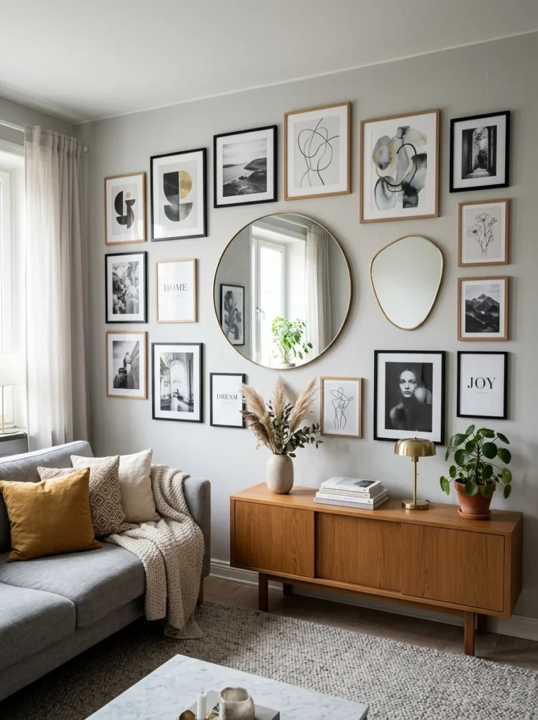 DIY mirror in gallery wall luxury style