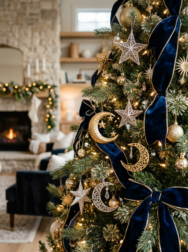 DIY living room decor on christmas decor with lights and stars, and more things, cost effective ideas usa viral