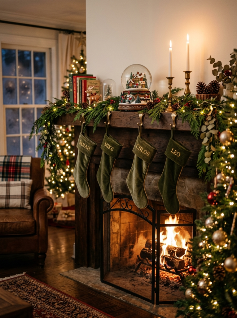 Fire place decor on christmas usa homes. Easy and DIY ideas 2026