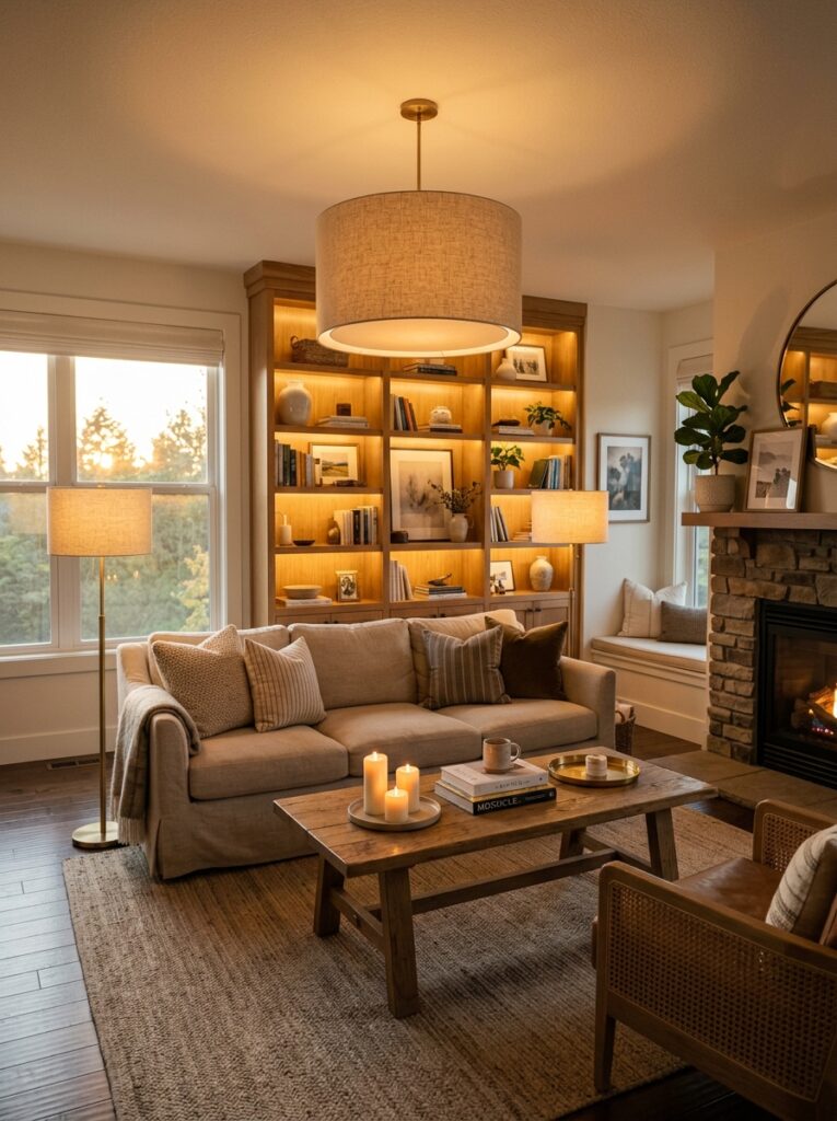 Modern living room lighting USA