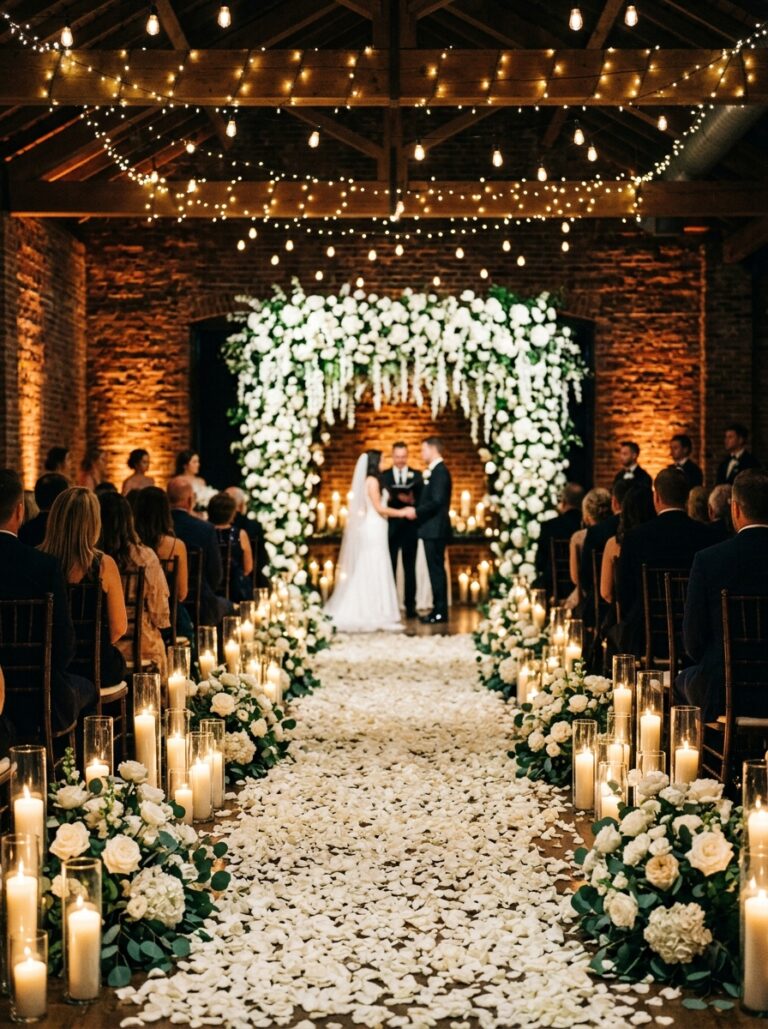 wedding ceremony decor at night