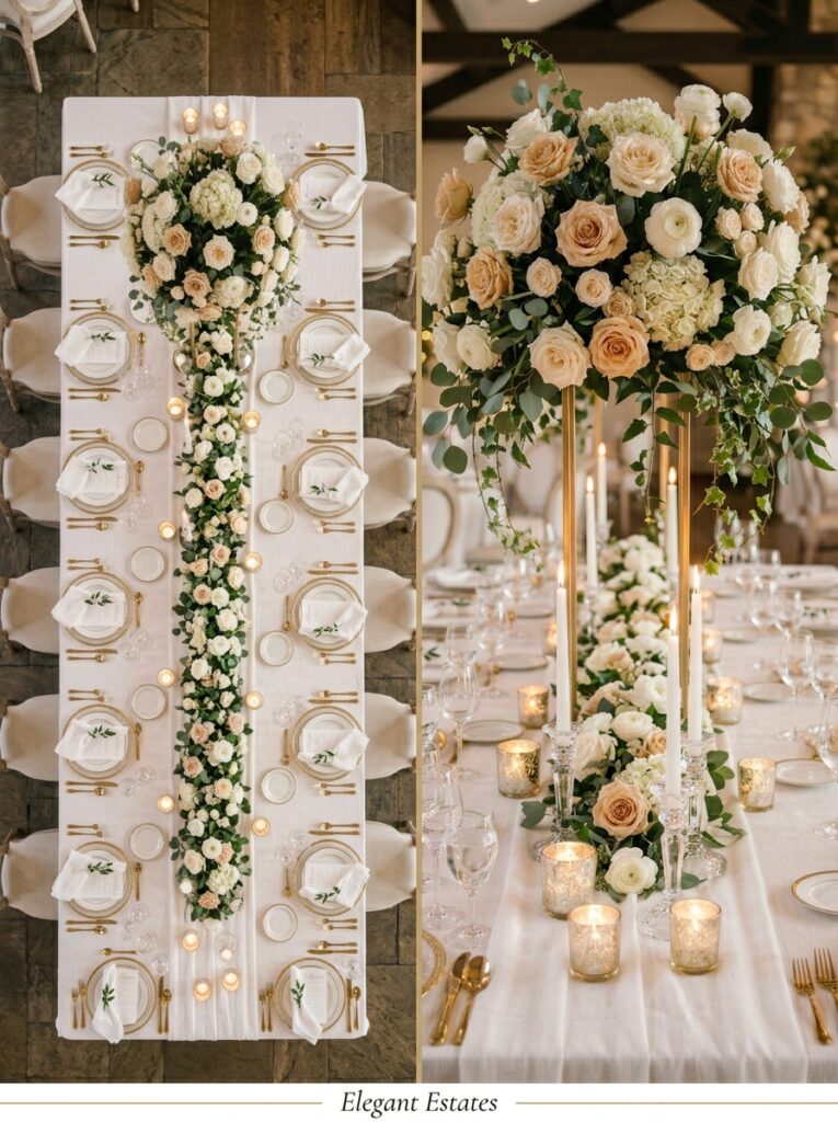 centerpiece floral decor dinner table wedding decor ideas USA
