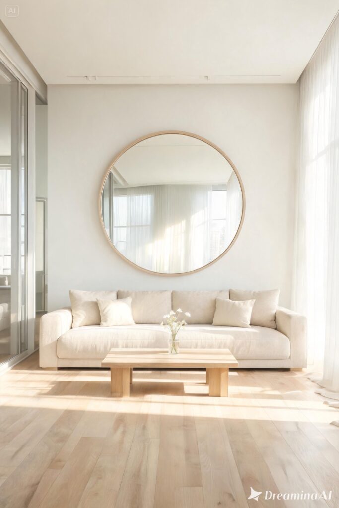 Huge mirror in room and room look Big